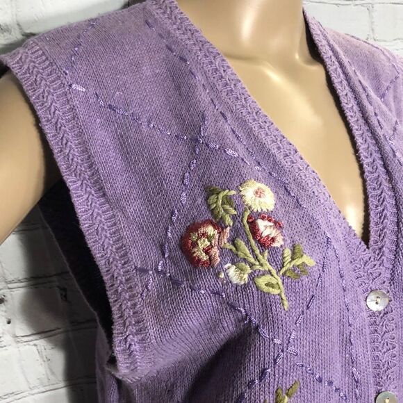 Jantzen Classics Hand Embroidered Floral Vest M - Picture 5 of 8